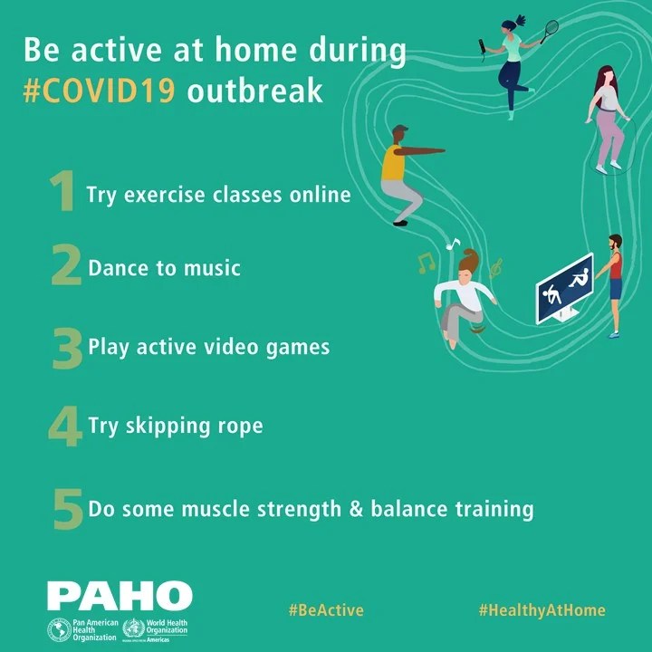 Social media postcards Be active and stay healthy at home (COVID19